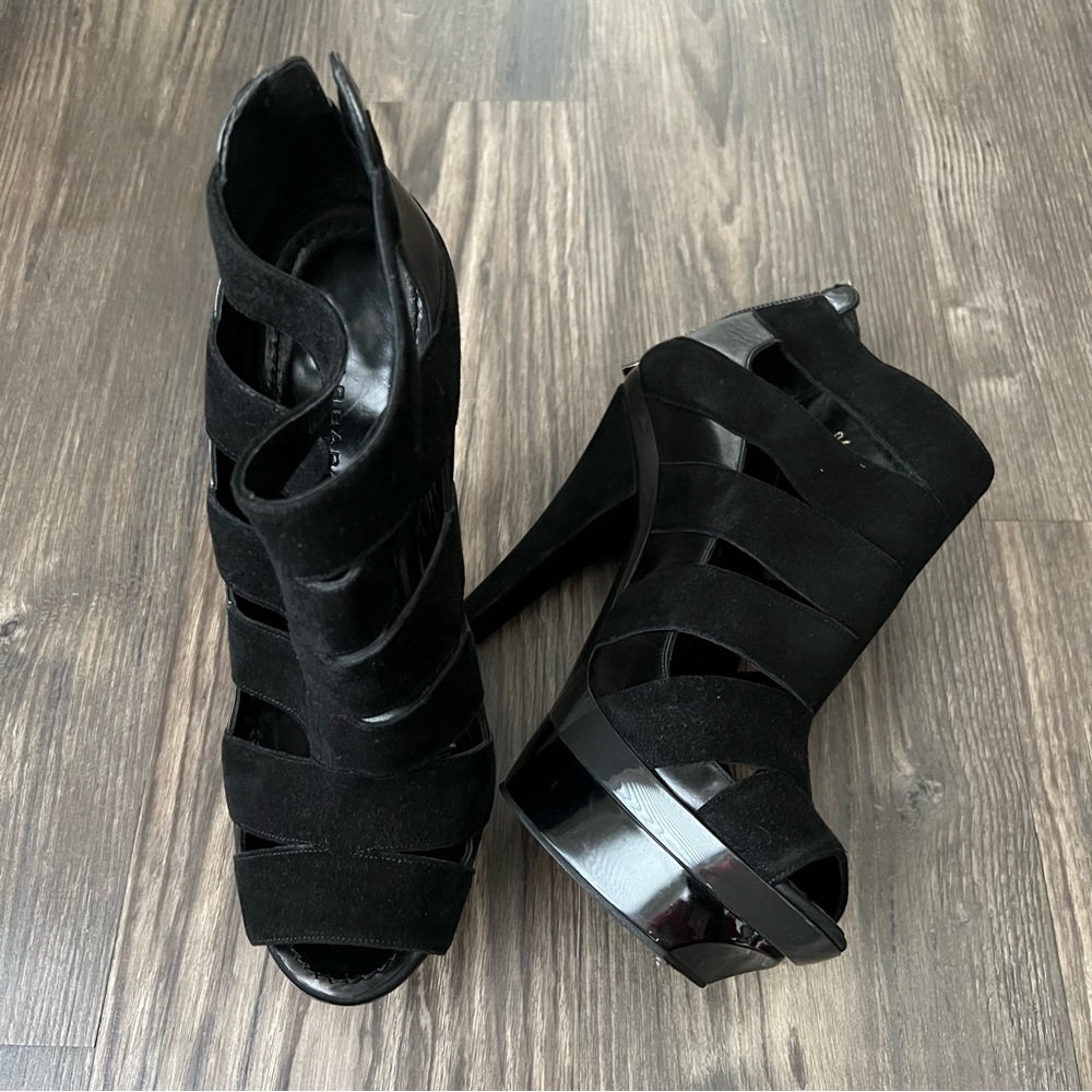 Barbara BUI Black Platform Suede Heels